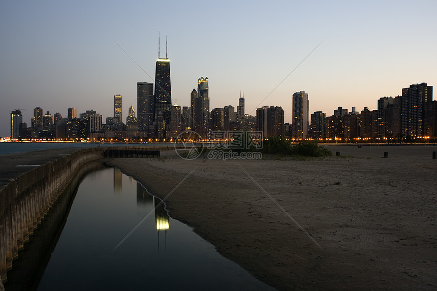 芝加哥市中心从北边看到图片