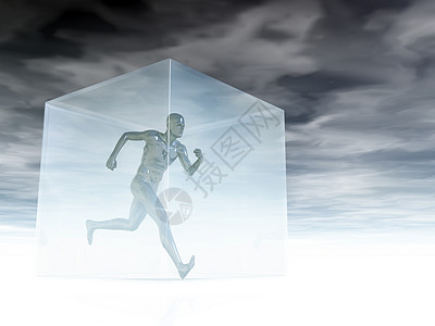 中跑者运动员立方体插图民众男人安全数字天空玻璃运动图片