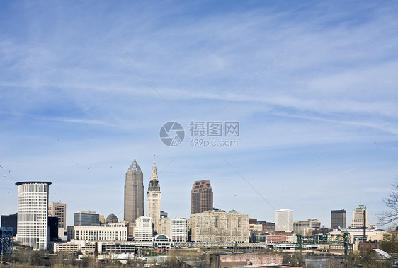 下城克利夫兰摩天大楼天际黄色结构城市生活城市都市旅游建筑景观图片