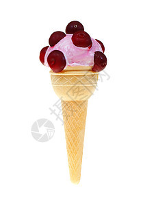 冰淇淋宏观水果白色晶圆粉色短号食物图片