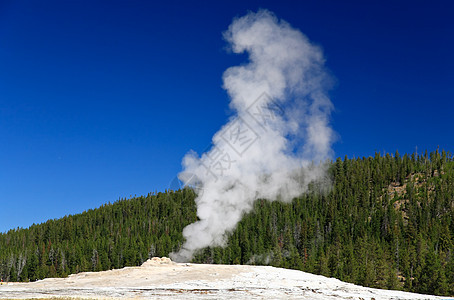 黄石公园古老的忠心修道院天空火山蓝色地标场景力量蒸汽喷泉阳光国家图片