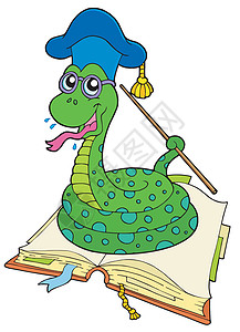 开放书中的蛇老师图片