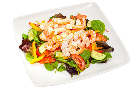 健康虾沙拉黄瓜海鲜青菜食物餐饮胡椒起动机烹饪营养小吃图片