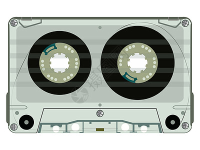 白色上隔离的磁带音频立体插图录音机歌曲袖珍立体声记录噪音音响卷轴电影图片