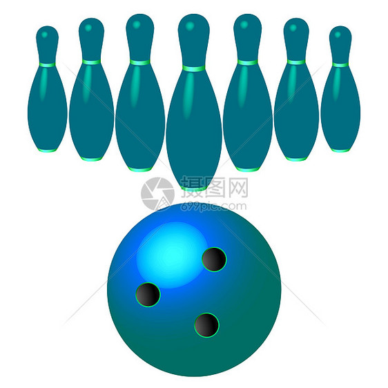 白上隔离的保龄球针和球艺术竞赛优胜者竞争空闲游戏卡通片插图运动蓝色图片