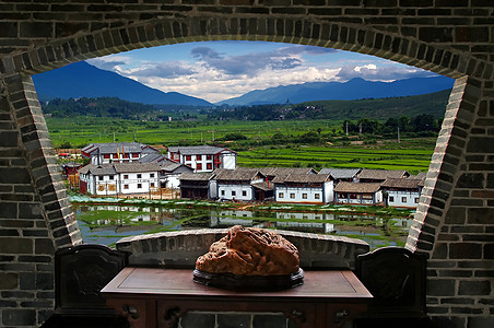 利江的风景旅游窗户宝塔反射寺庙土地石头椅子农场观光图片