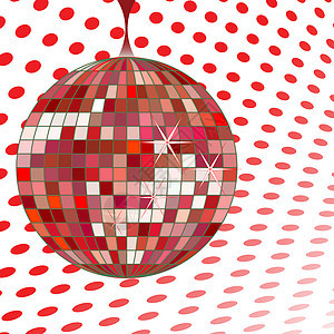 红色迪斯科舞团圆圈装饰品玻璃乐趣音乐舞蹈派对镜子俱乐部插图图片