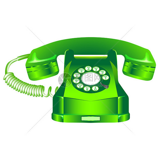 对白的绿色复古电话拨号塑料艺术数字耳机胶木喉舌乡愁白色旋转图片