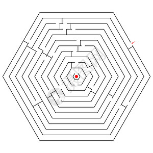 六边黑迷宫帮助圆形小路剪贴概念插图游戏困惑旅行六边形图片