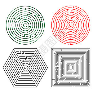 可打印的迷宫收藏小路圆形插图剪贴解决方案游戏概念旅行帮助图片