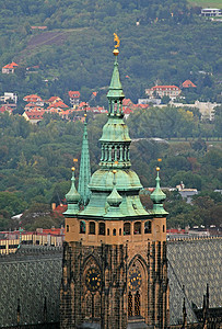 布拉格的空中观察剧院首都街道旅行宗教石头城市天线国家城堡图片