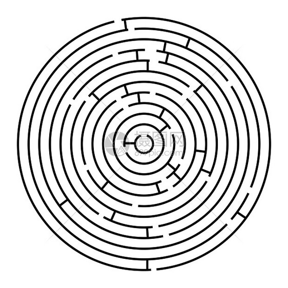 圆周迷宫阴影旅行小路概念圆形困惑插图红色白色图片