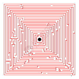 红色正方形迷宫钥匙旅行剪贴学习白色阴影圆形帮助概念小路图片