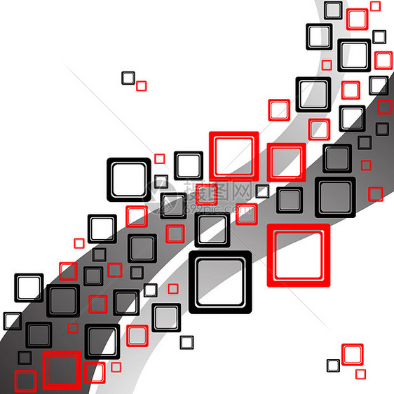 平方反向模式墙纸盒子长方形红色艺术黑色马赛克艺术品波浪插图图片