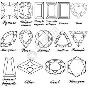 图形形状及其名称矢量奢华宝藏石头婚姻珠宝礼物钻石水晶订婚火花图片