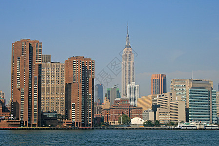 纽约市的天际地标景观公司码头城市都市商业金融市中心中心图片