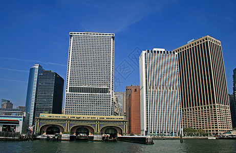 纽约市的天际建筑商业金融摩天大楼都市公司吸引力风景办公室码头图片