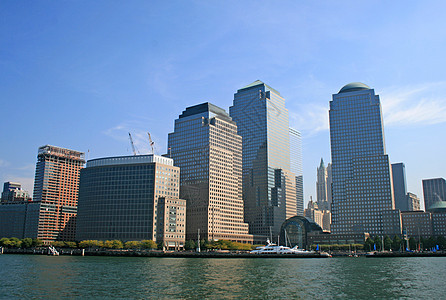 纽约市的天际办公室景观吸引力反射红色码头建筑金融地标帝国图片