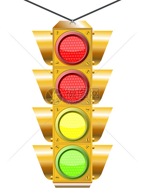装有四发光灯信号灯停留红绿灯绿色信号街道交通反射玻璃玻璃状图片