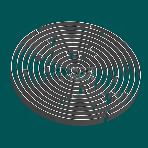 三维圆环迷宫钥匙概念帮助小路困惑插图游戏解决方案白色剪贴图片