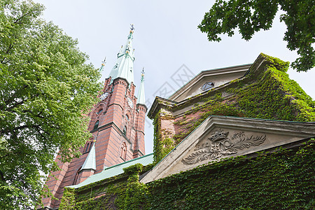 位于斯德哥尔摩中部的克拉拉基尔卡教堂教会宗教大教堂日光建筑天空图片