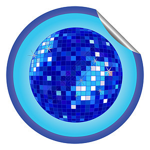 Disco 球蓝贴纸派对镜子插图乐趣玻璃舞蹈蓝色装饰品音乐俱乐部图片
