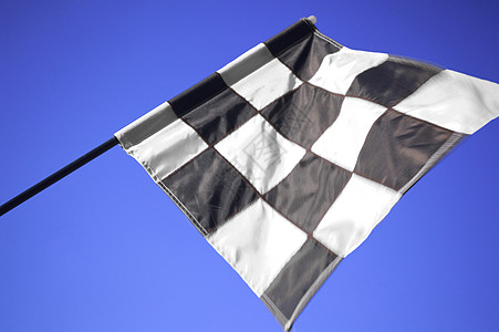 赛旗胜利运动天空闲暇蓝色旗帜娱乐旗杆赛车标准图片