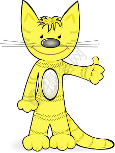 黄猫尾巴头发耳朵胡须宠物漫画绘画毛皮插图小猫图片