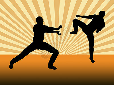 空手车拳头姿势黄色黑色姿态忍者男生腰带艺术柔道图片