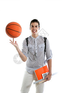 美国人长得像学生男孩 带着篮球教育游戏玩家工作室青年橙子学校青少年男人男性图片