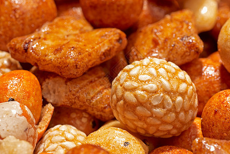 日本日本大米饼干棕色芝麻小吃团体海苔水平香料涂层零食糖果图片