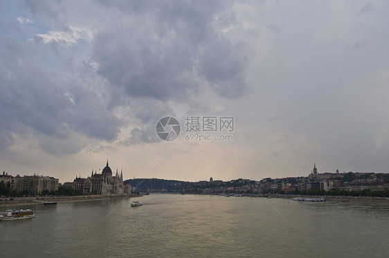 丹贝天空议会城市运输银行建筑全景旅行景观蓝色图片