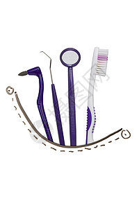 牙科工具牙齿卫生口袋紫色镜子护理橡皮医疗健康药品图片