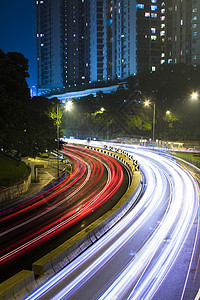 晚上在香港城内交通驾驶运输街道速度旅行城市蓝色隧道运动场景图片