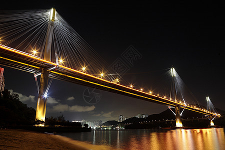 香港廷九桥电缆黑色金属金融游客反射公司旅行商业海岸图片