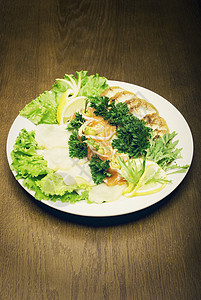 肉鱼开胃菜牛肉菜单烹饪香菜美味奢华海鲜晚餐牛扒盘子图片