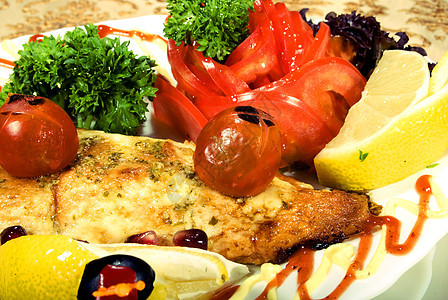 炸鱼沙拉油炸菜单晚餐奢华享受香菜美食营养餐厅图片