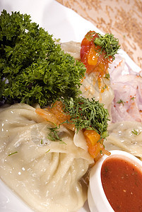 热亚洲菜盘子洋葱香菜营养奢华享受菜单晚餐沙拉蔬菜图片