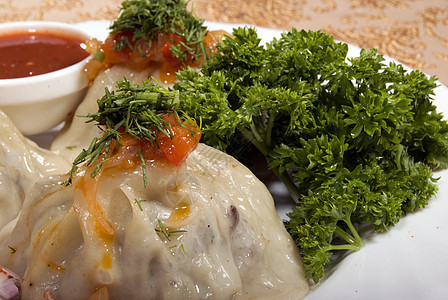 热亚洲菜盘子国家餐厅菜单洋葱享受香菜美食营养蔬菜图片