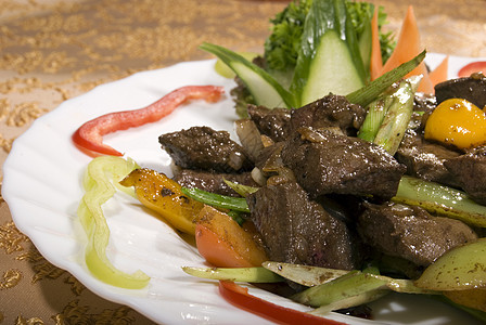 炒肉美食洋葱餐厅晚餐黄瓜雕刻牛扒烹饪油炸猪肉图片