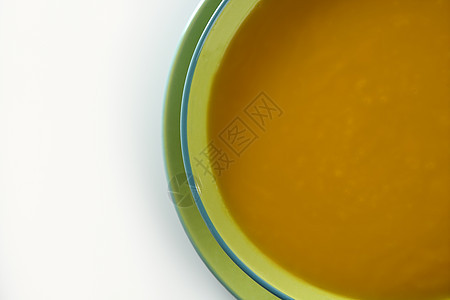美味南瓜汤餐厅美食香菜午餐橙子饮食盘子液体香料绿色图片