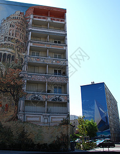 里昂的油漆建筑艺术城市旅行访问绘画旅游背景图片