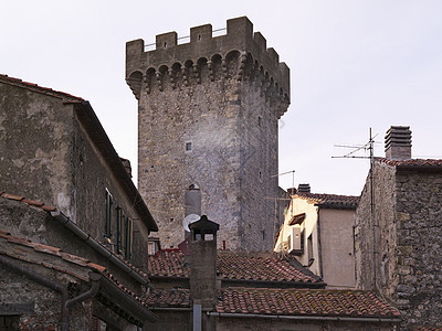 意大利 塔斯卡纳 卡帕尔比奥Grosseto 旧塔的风景街道房屋岩石历史性上坡建筑学城堡石头悬崖家园图片