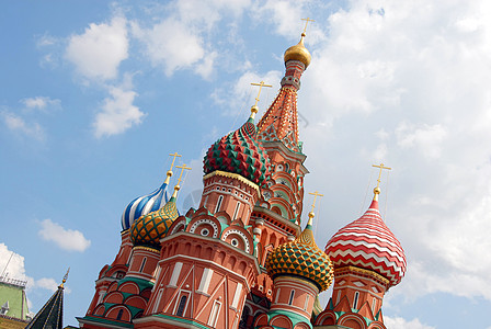 莫斯科圣巴希尔大教堂正方形上帝圆顶地标建筑艺术宗教蓝色中心金子图片