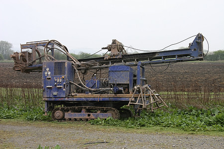 蓝色机器农用农业设备工业乡村拖拉机栽培收成蓝色机械土地力量背景