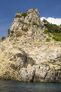 科孚希腊岩石蓝色娱乐风景避暑胜地异国目的地绿色支撑场景图片