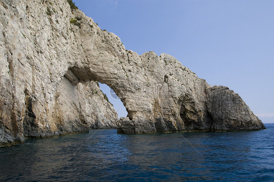 希腊风景蓝色假期岩石国家石灰石绿色情调旅行目的地图片