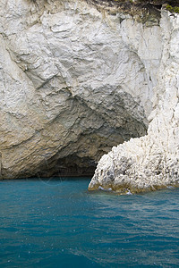 希腊阳光海岸线风景场景蓝色情调岩石绿色旅游石灰石图片