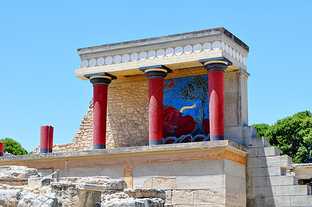 Knossos Crete的考古遗址古董建筑学文明神话历史废墟考古学柱子寺庙历史性图片