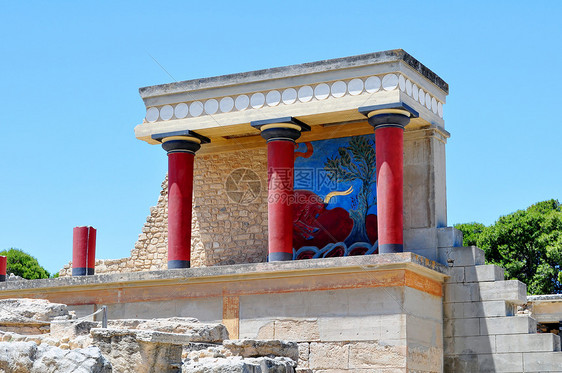 Knossos Crete的考古遗址古董建筑学文明神话历史废墟考古学柱子寺庙历史性图片